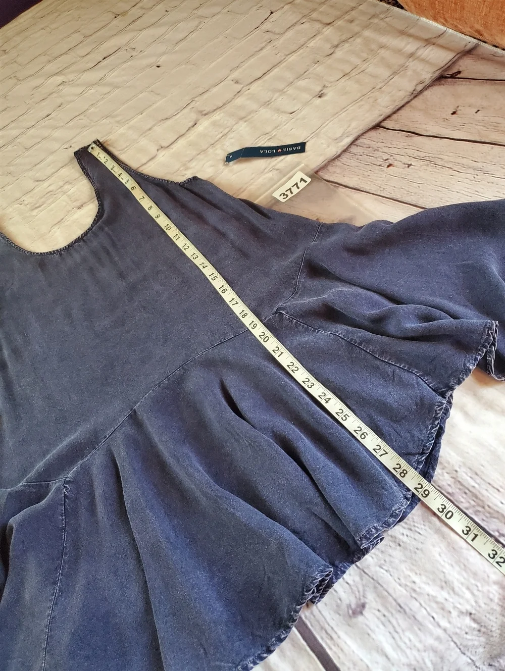 Peplum Drop-waist Tank Top Indigo-wash Flowy Bohemian Beachy Summer Medium